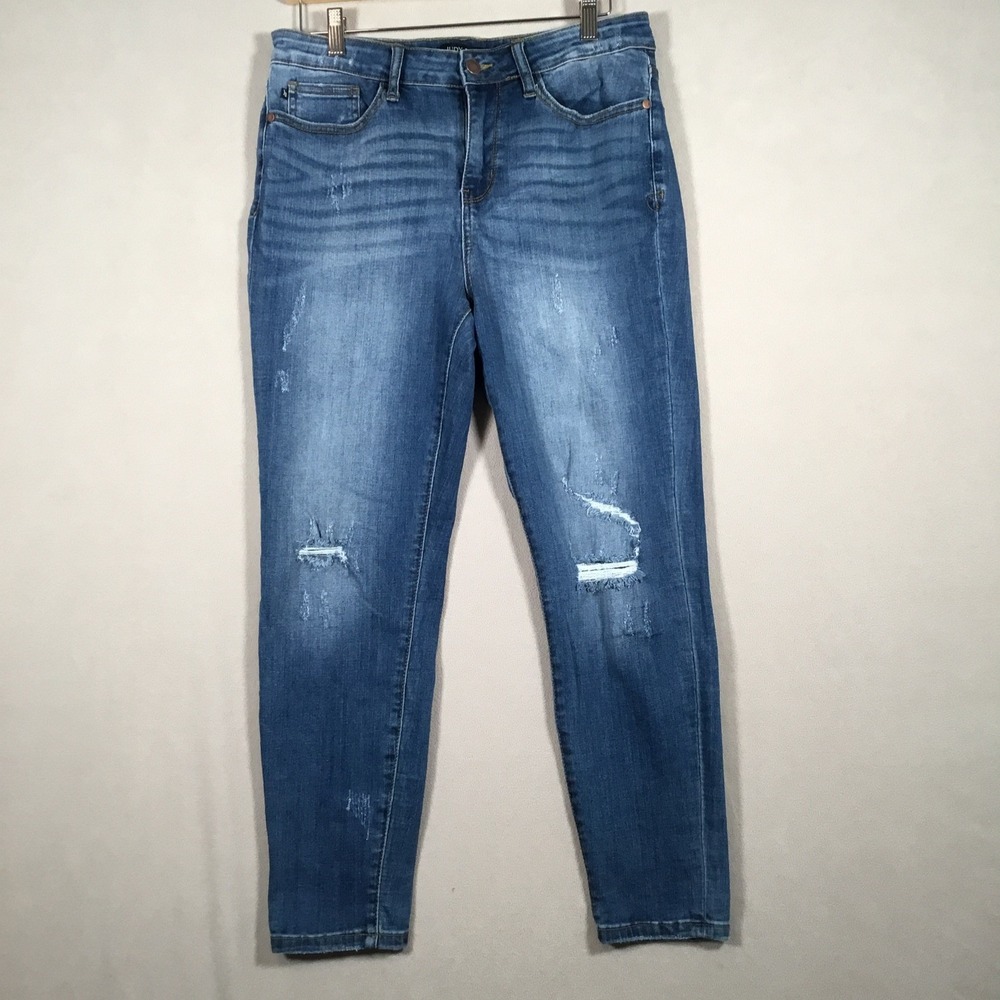Judy Blue Relaxed Fit Denim Jeans 32x26 JB8271DK Tapered Medium Wash Distressed